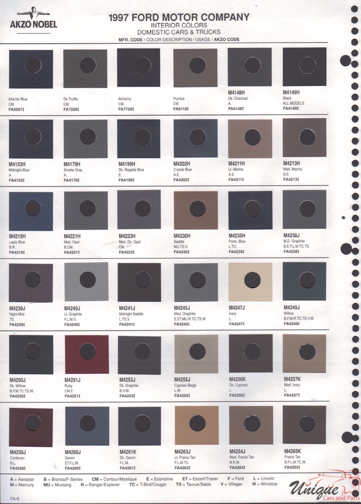 1997 Ford Paint Charts Akzo-Nobel 6